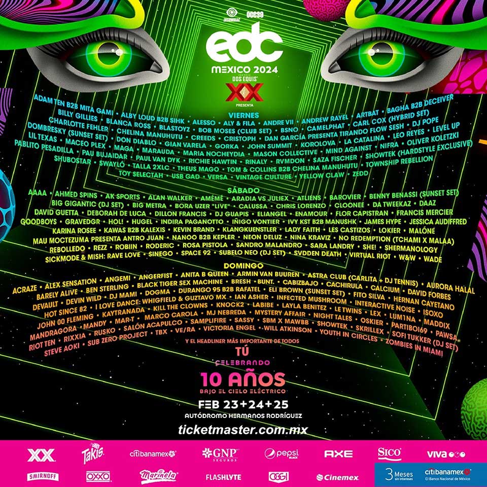 Update] EDC Mexico 2024｜returns February, lineup, timetable released!