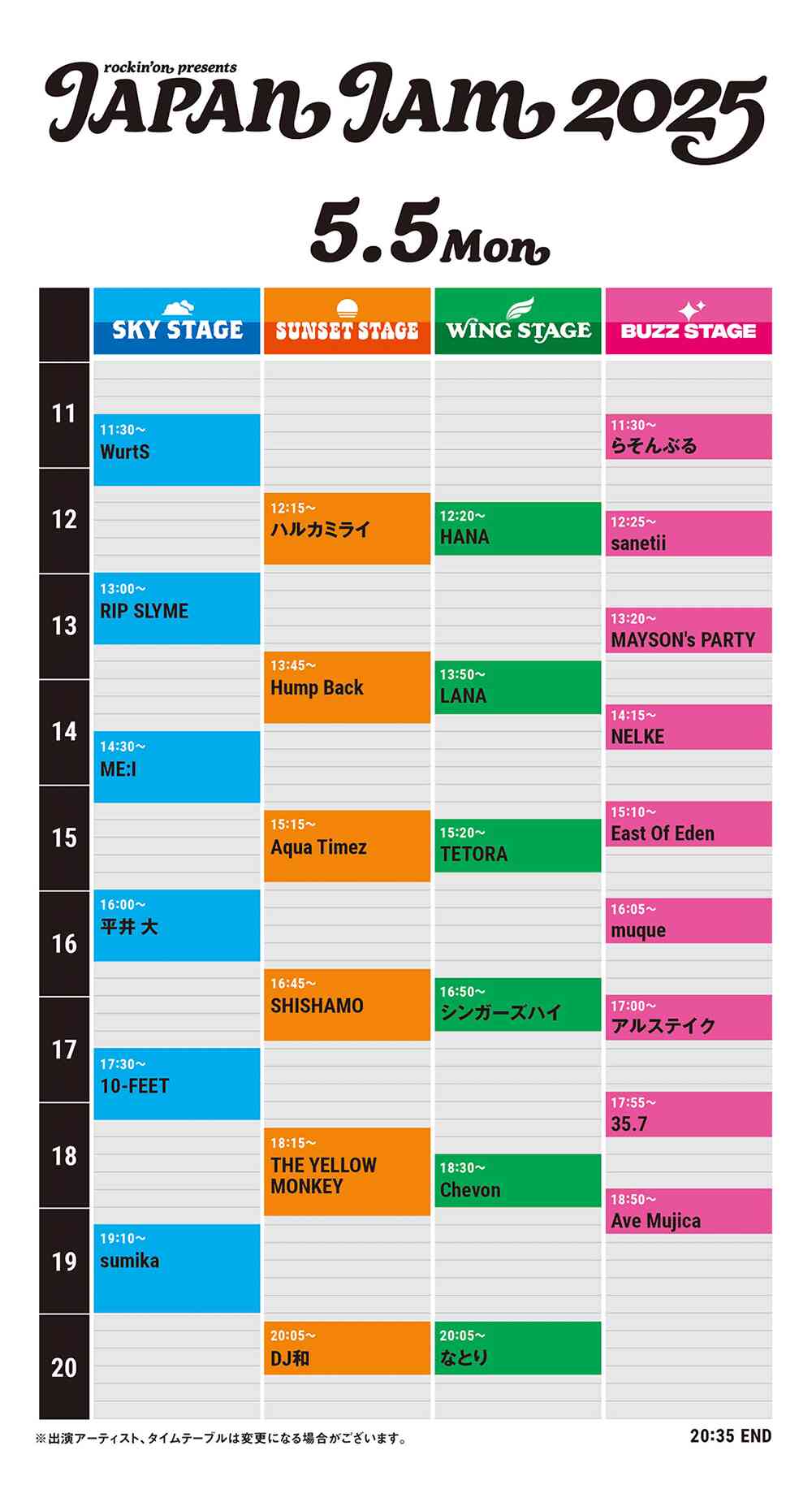 タイムテーブル