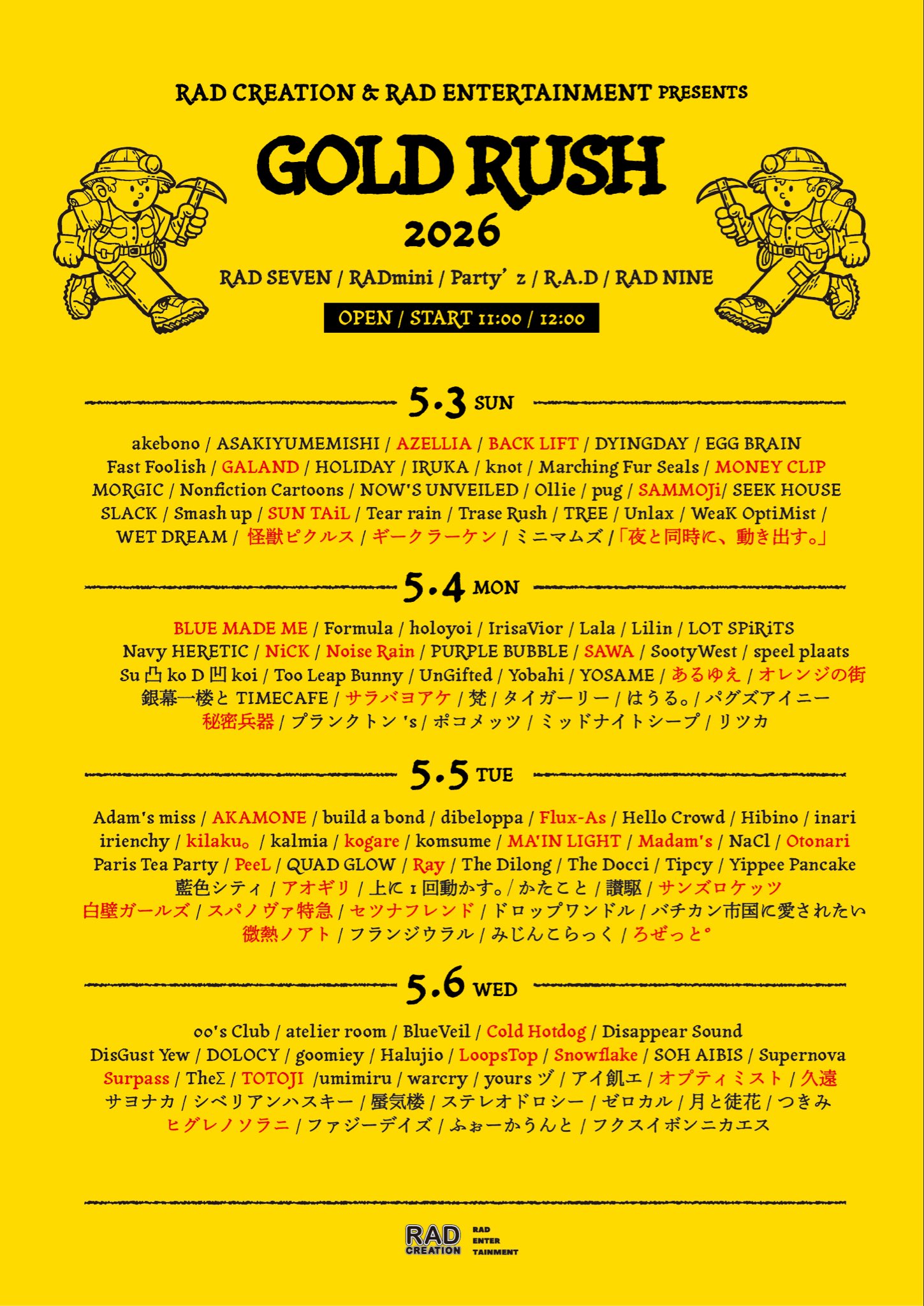 GOLD RUSH 2026 Lineup Timetable Map Goldrush 2026 Lineup 1 