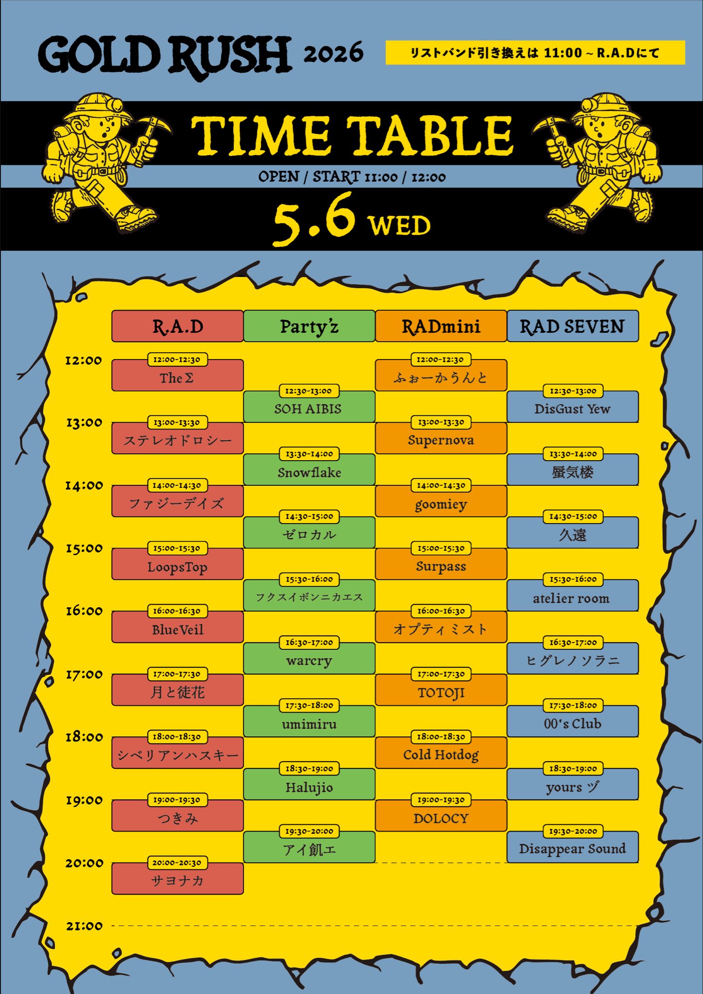 GOLD RUSH 2026 Goldrush 2026 Timetable Day 4 