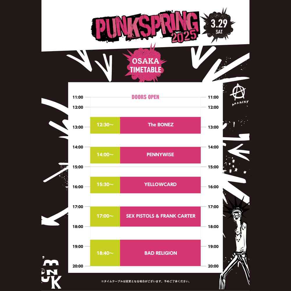 Update PUNKSPRING OSAKA 2025 Returns March Lineup Timetable update-punkspring-osaka-2025-returns-march-lineup-timetable