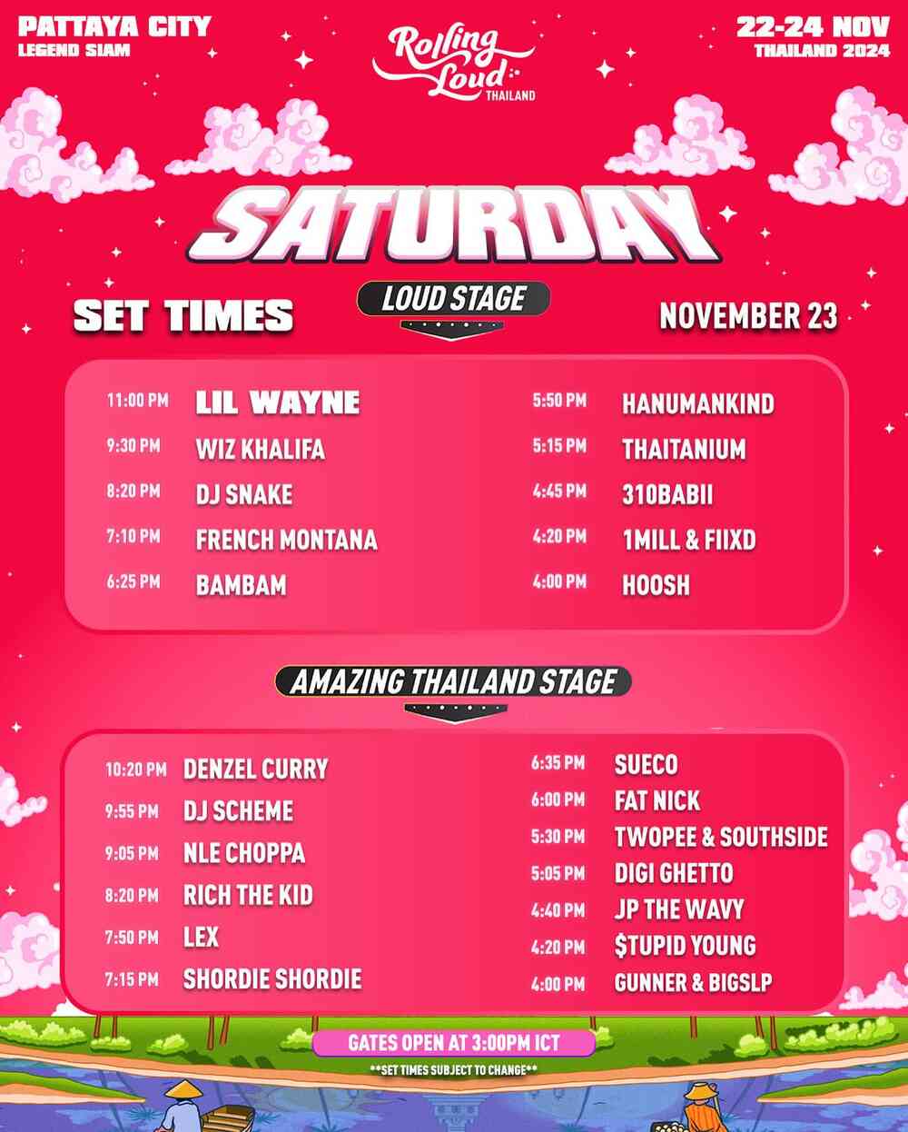 持續更新》Rolling Loud Thailand 2024在11月登場！完整陣容、時間表、場地位置、Lineup、Timetable