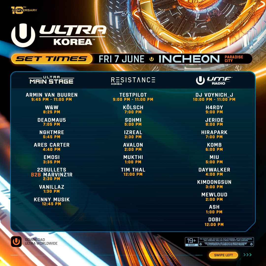 《持續更新》Ultra Korea 2024在6月登場！完整陣容、時間表、場地位置、Lineup、Timetable、Set Times公開